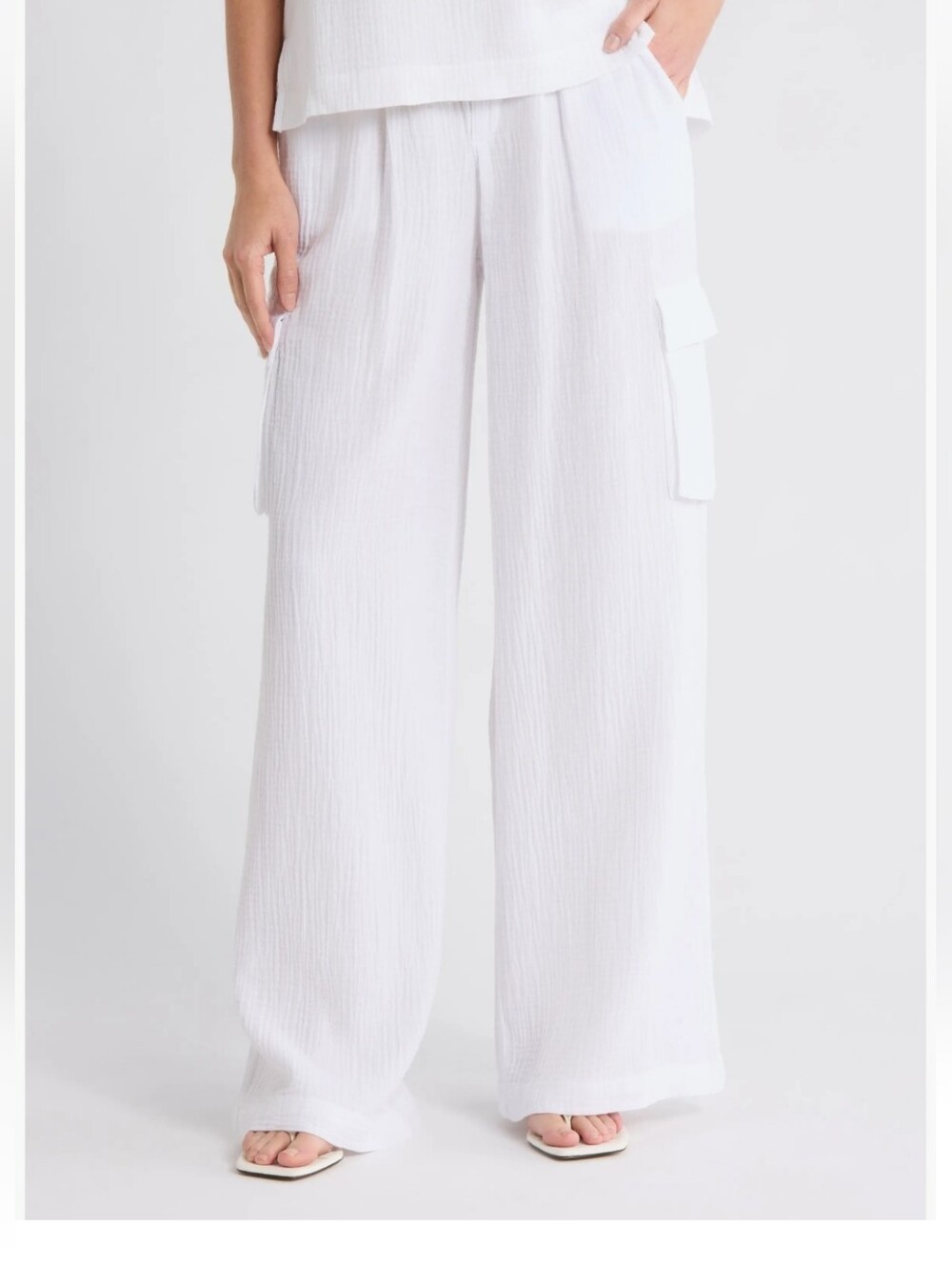 Splendid Cotton Gauze Cargo Pants Color White Size XL NWT